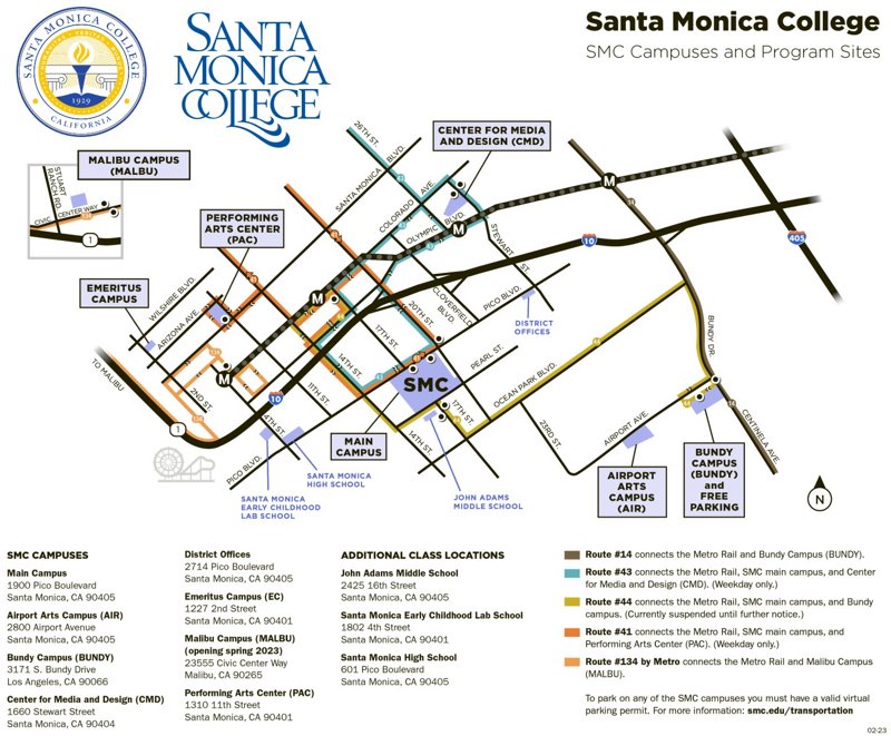 SMC Campuses and Program Sites Map
