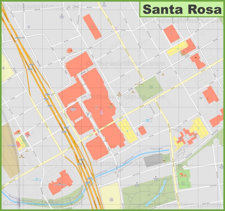 Detailed Map of Downtown Santa Rosa
