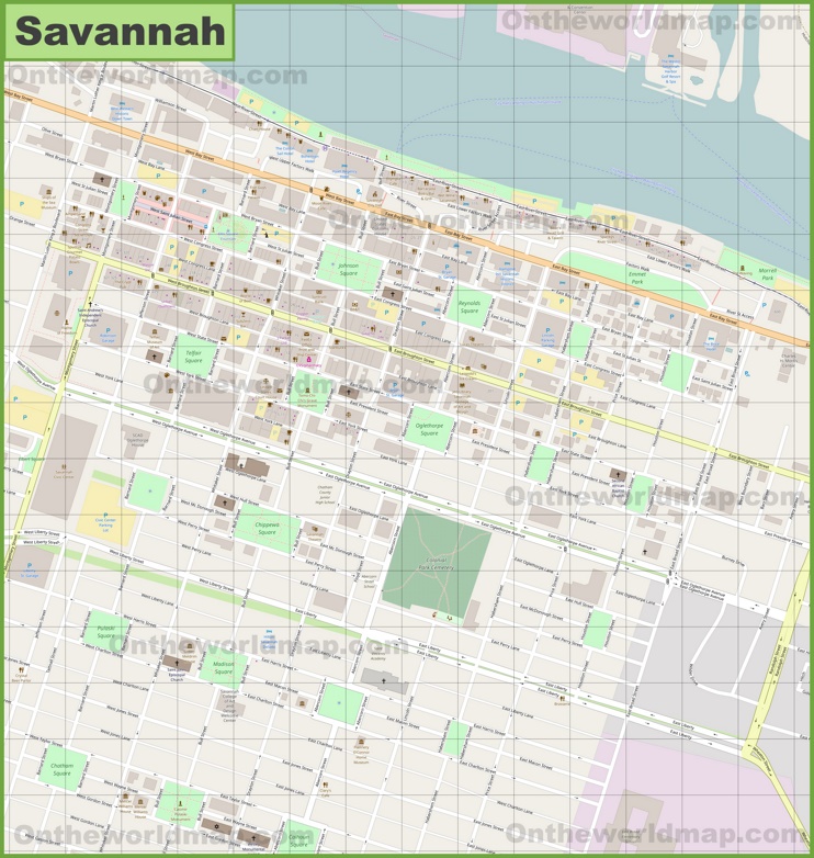 Savannah city center map