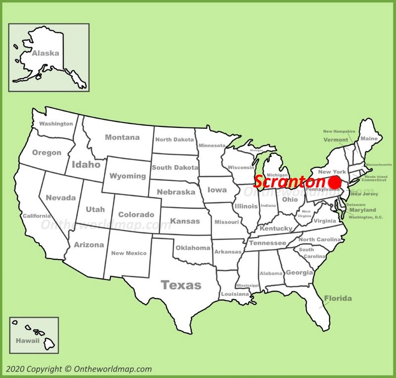 Scranton location on the U.S. Map