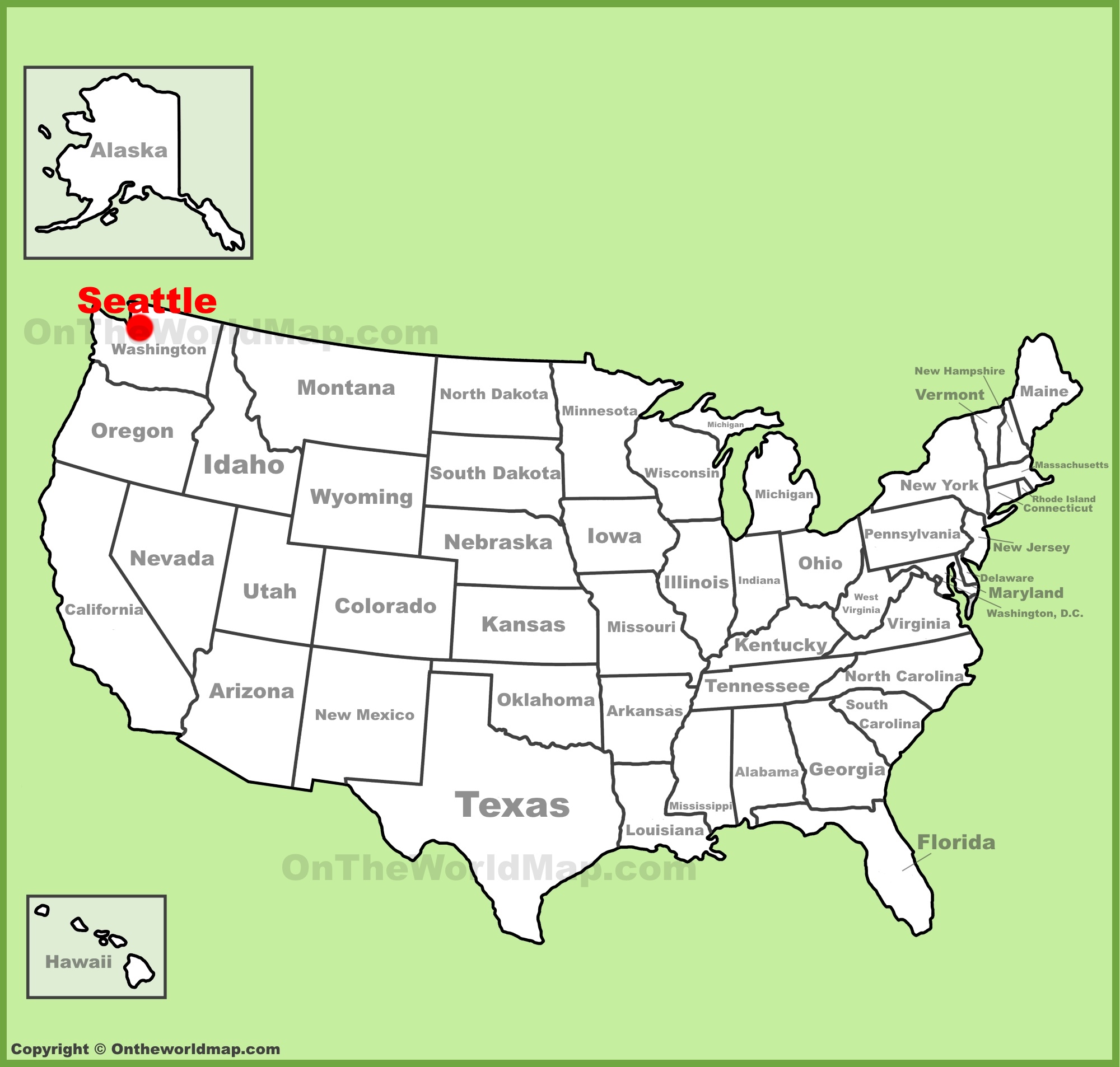 Seattle location on the U.S. Map