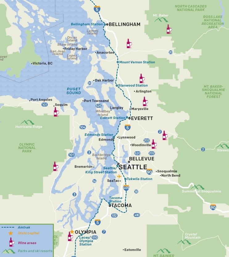 Seattle wine areas map