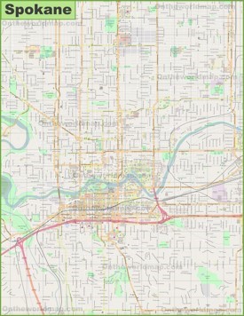 Large detailed map of Spokane