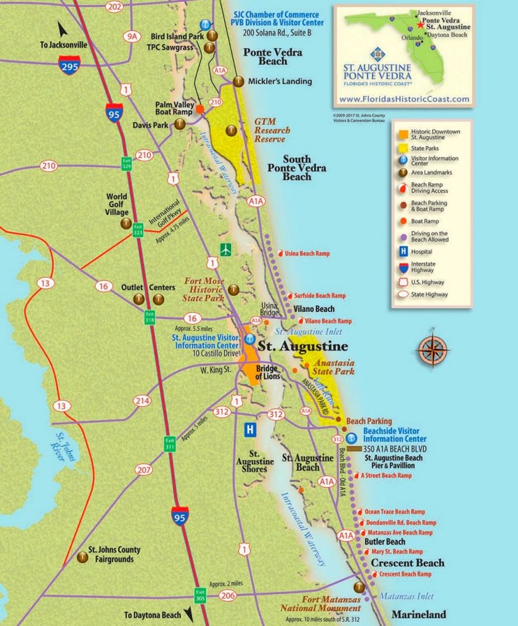 St. Augustine area tourist map