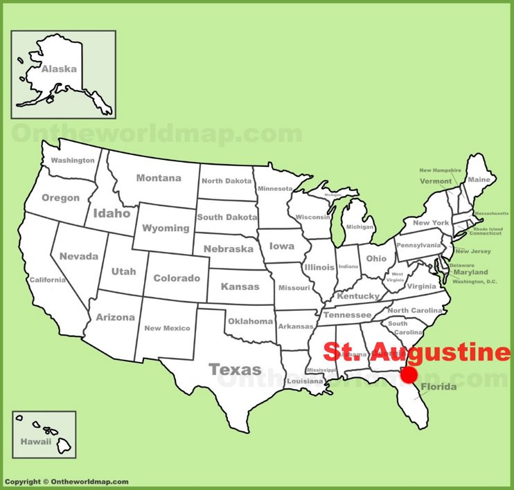 St. Augustine location on the U.S. Map