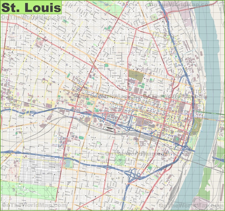Large detailed map of St. Louis