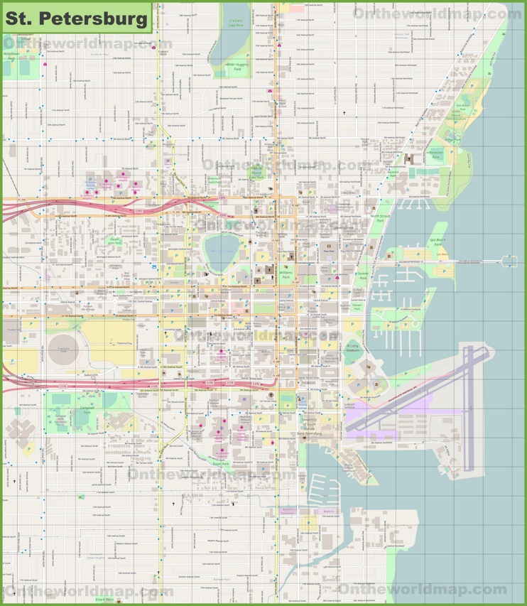 Detailed Map of Downtown St. Petersburg