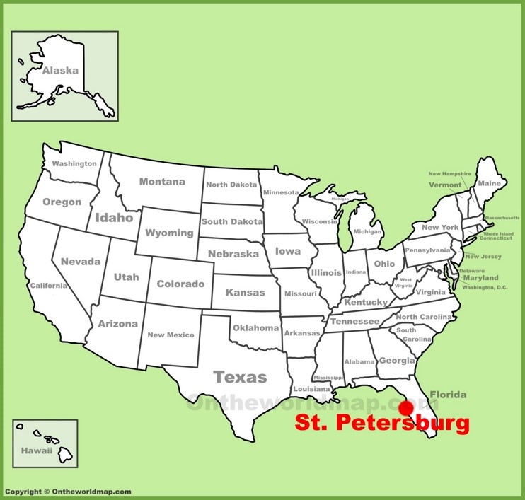 St. Petersburg location on the U.S. Map