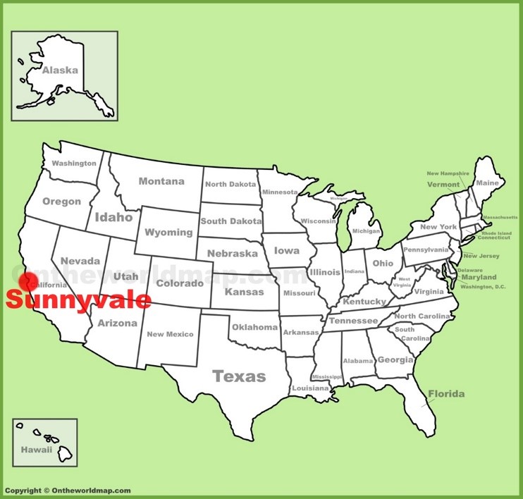 Sunnyvale location on the U.S. Map