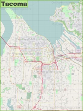 Large detailed map of Tacoma