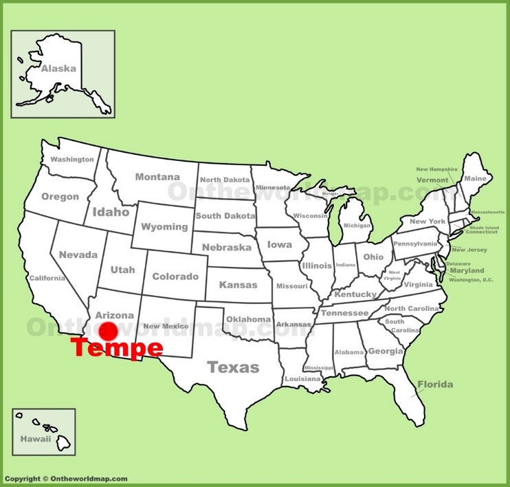 Tempe location on the U.S. Map