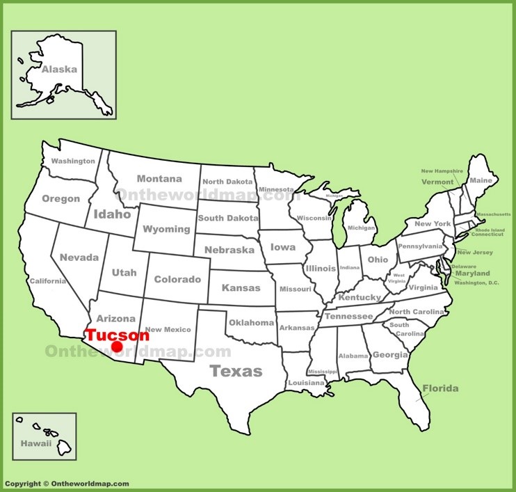 Tucson location on the U.S. Map