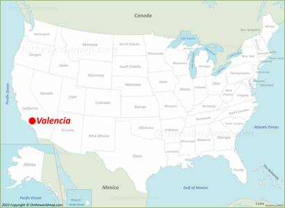Valencia Location on the USA Map