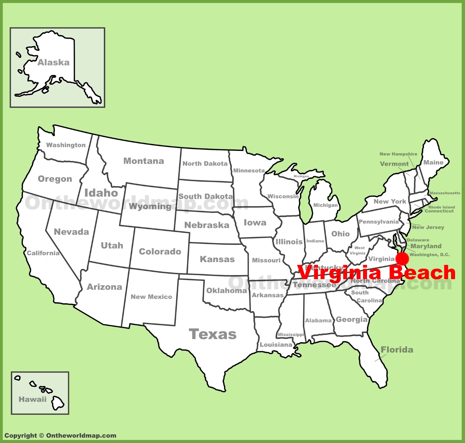 Virginia Beach Location On The U S Map