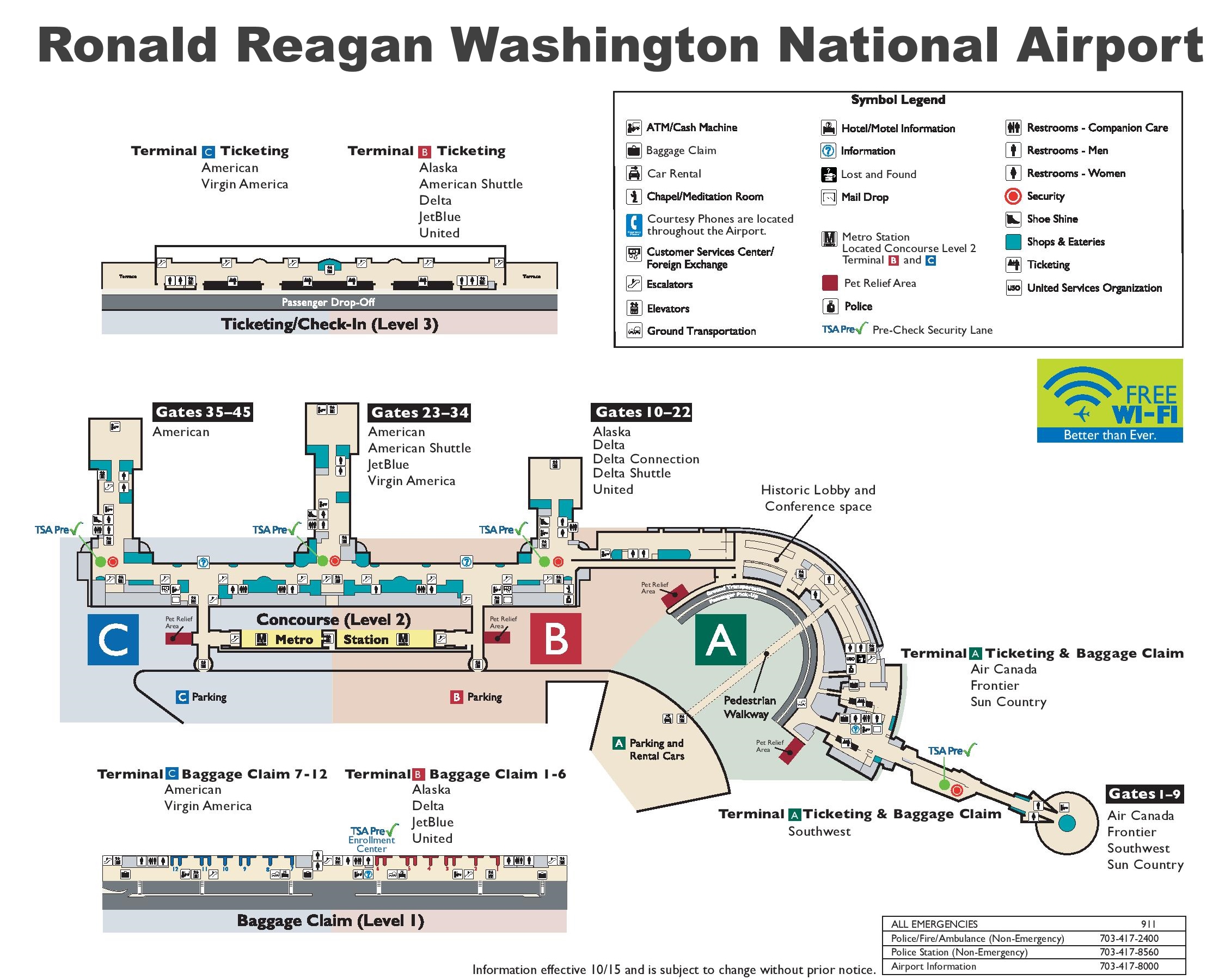 Ronald Reagan Washington National Airport Map