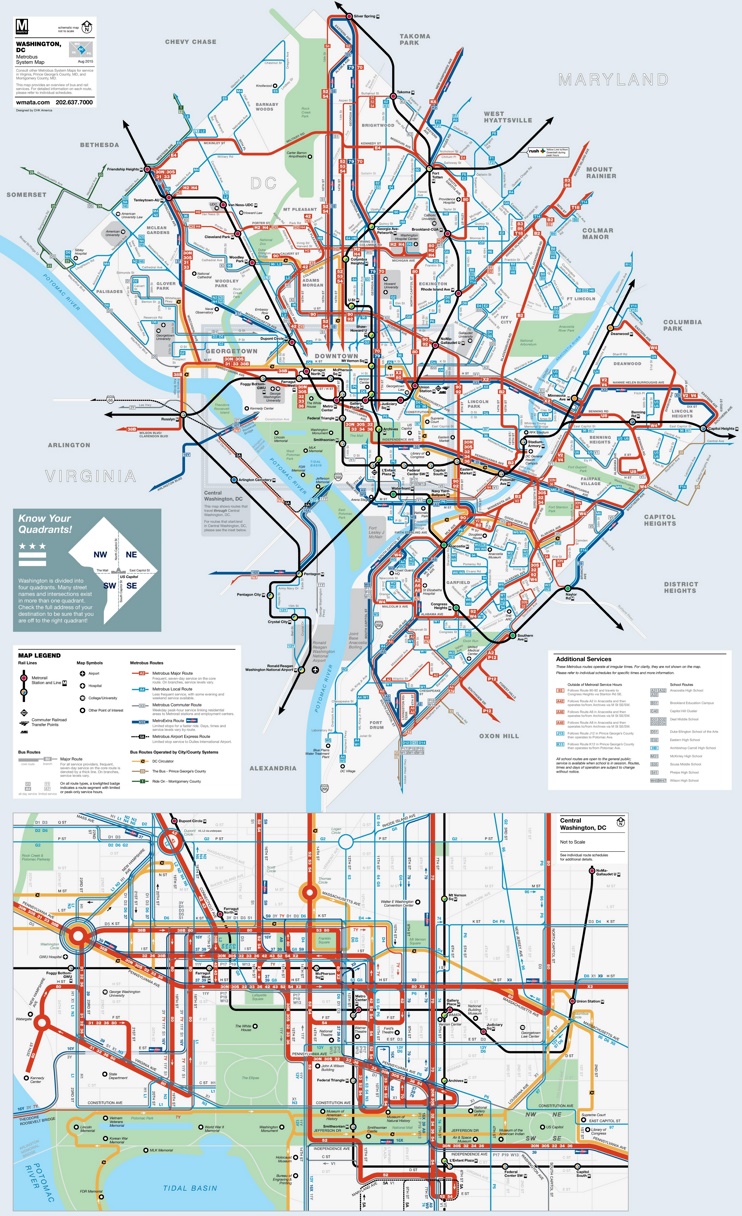 Washington, D.C. Metro And Bus Map