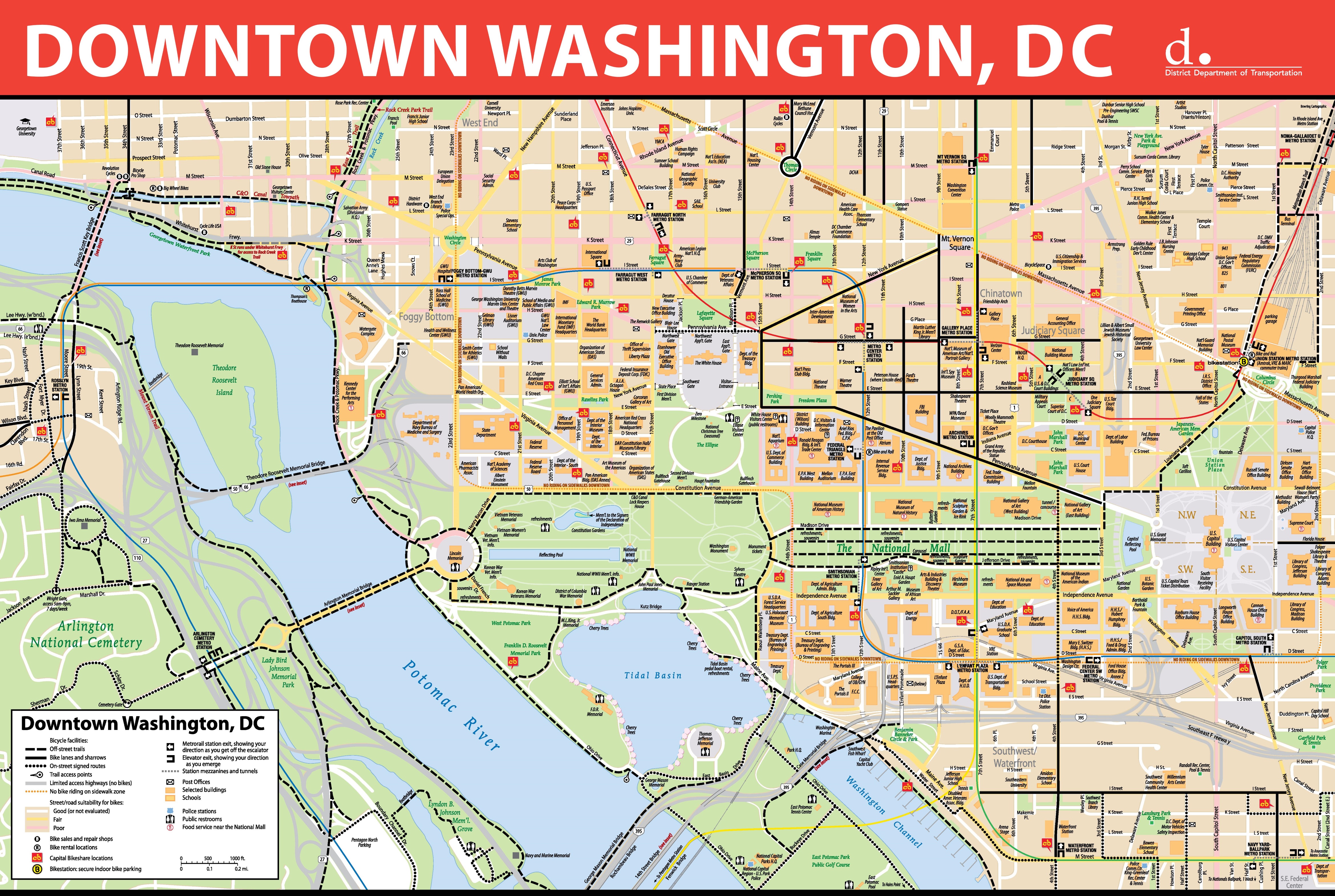 Washington D C downtown bike map