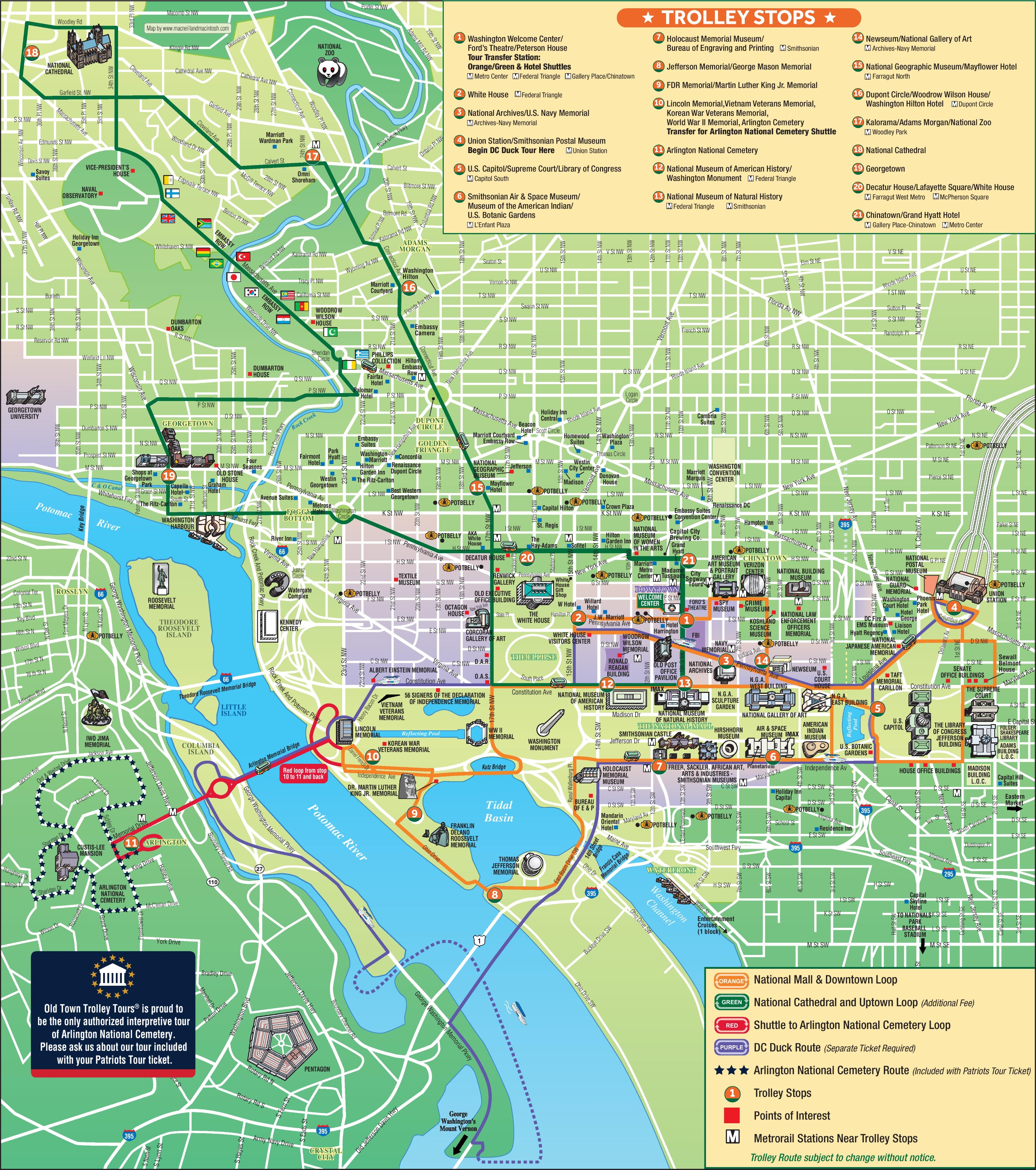 Washington, D.C. Tourist Attractions Map