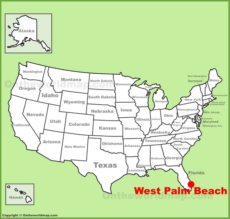 West Palm Beach location on the U.S. Map