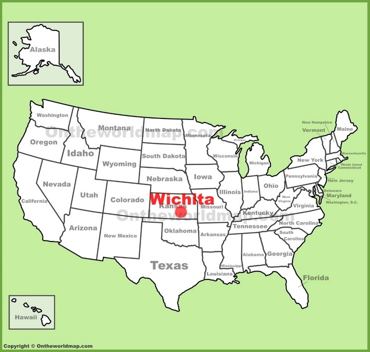 Wichita location on the U.S. Map