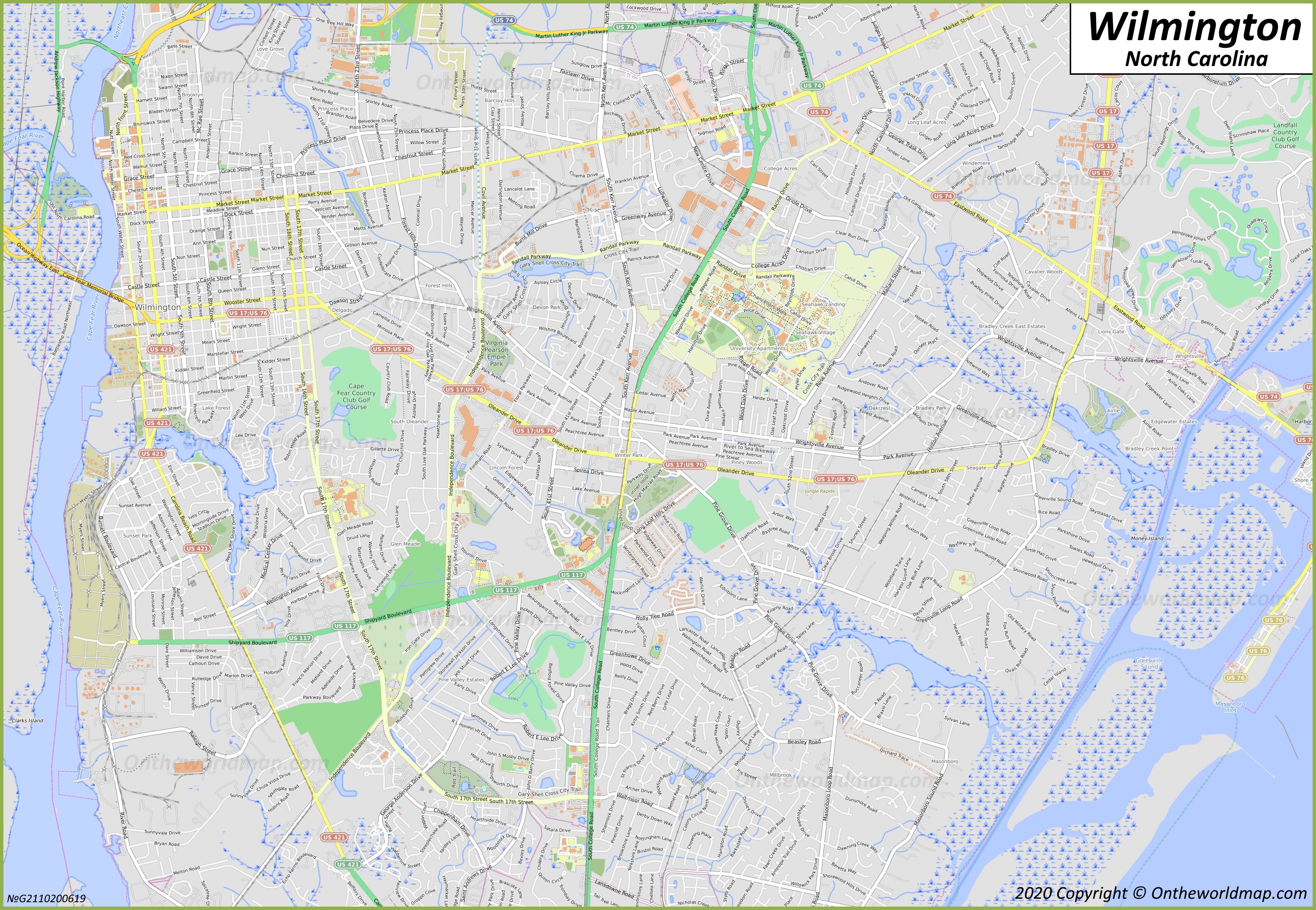 Wilmington Map | North Carolina, U.S. | Maps of Wilmington