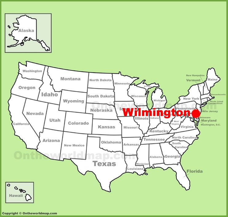 Wilmington DE location on the U.S. Map