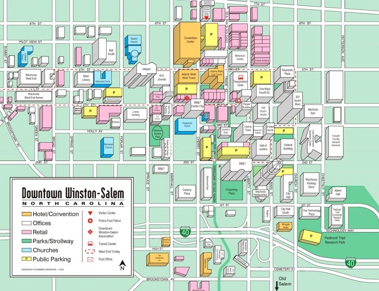 Downtown Winston-Salem Tourist Map