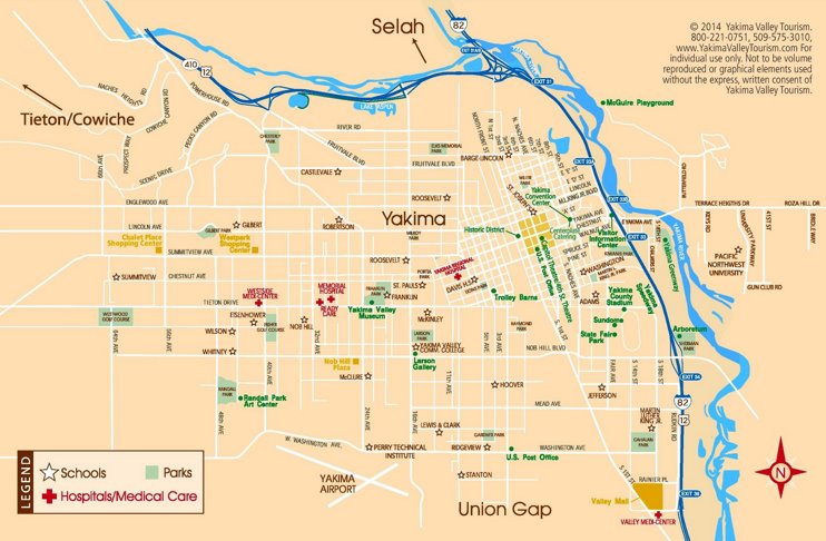 Yakima tourist map