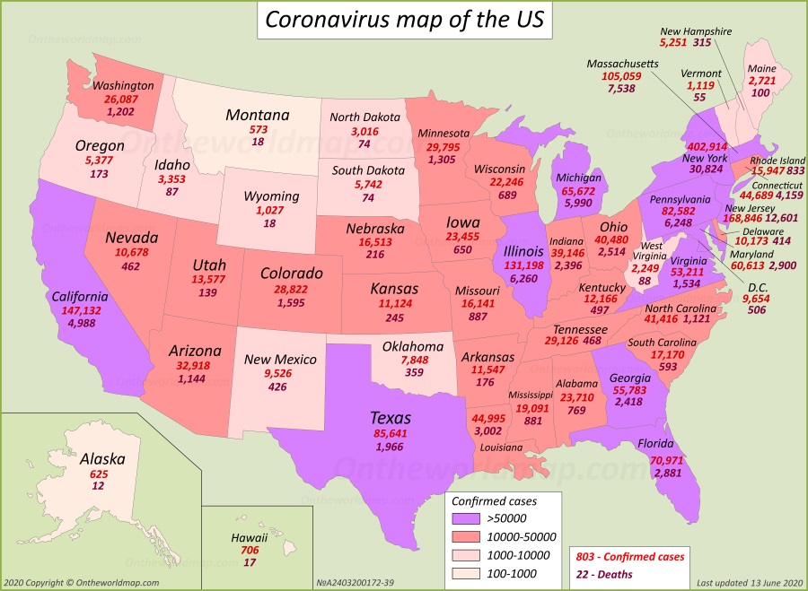 US Coronavirus Map by State