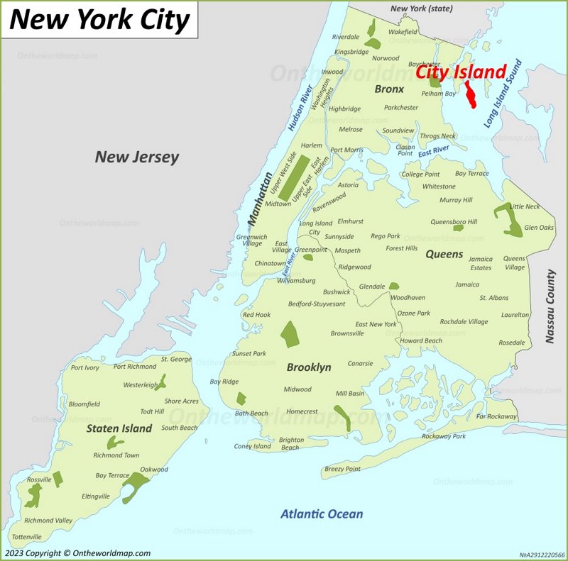 City Island Location On The New York City Map
