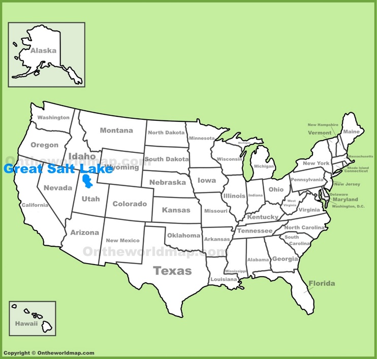 Great Salt Lake location on the U.S. Map