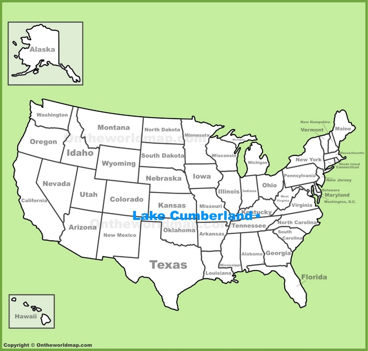 Lake Cumberland location on the U.S. Map