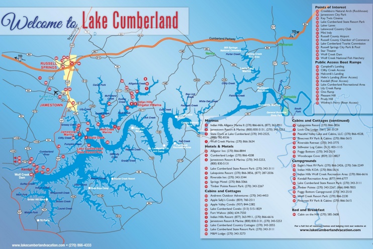 Lake Cumberland tourist map