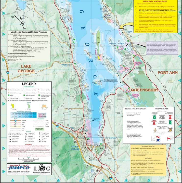 Large detailed tourist map of Lake George (part-4, South)