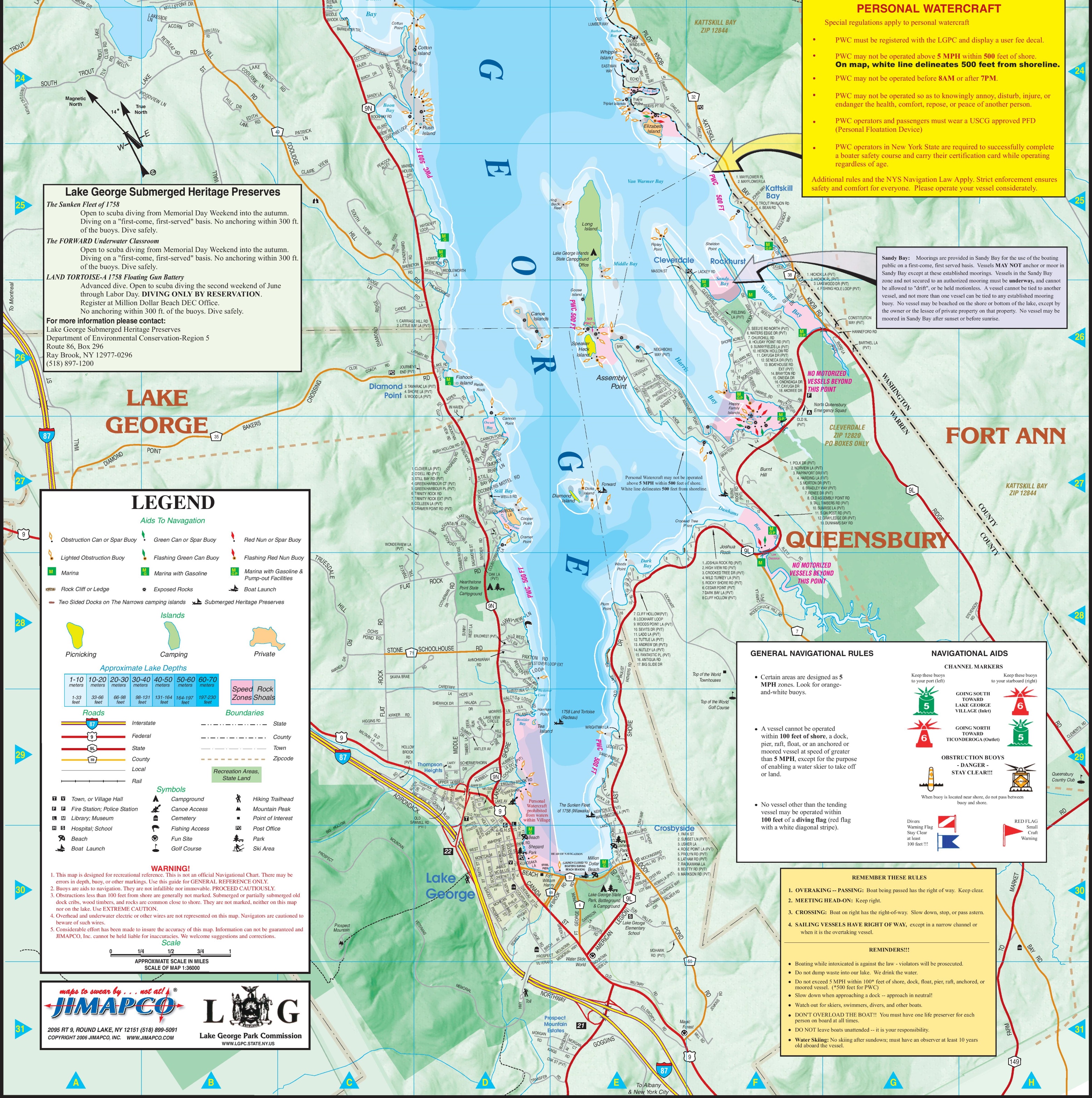 Large Detailed Tourist Map Of Lake George Part 3 South Middle | Images 