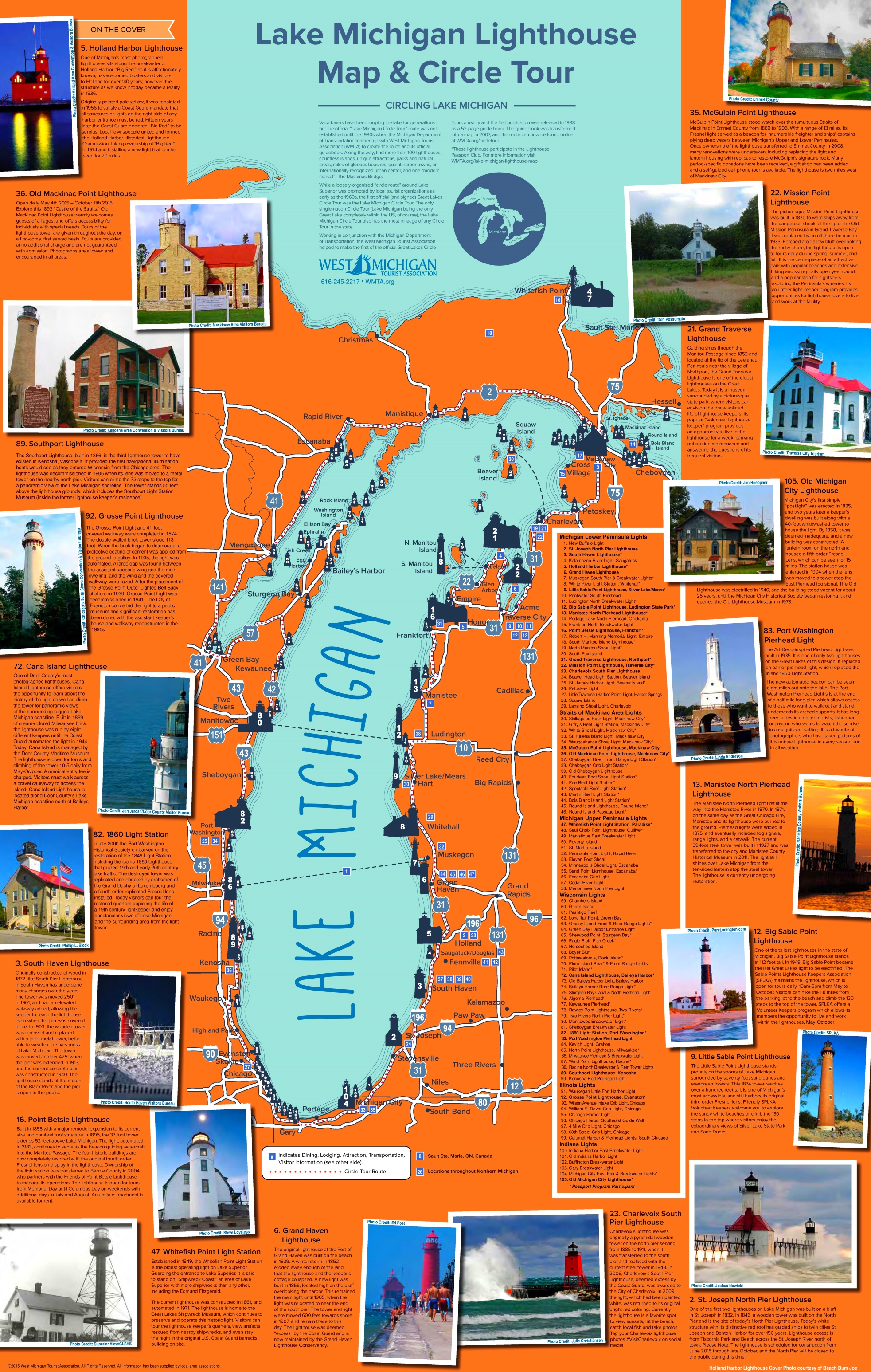 Lake Michigan lighthouse map