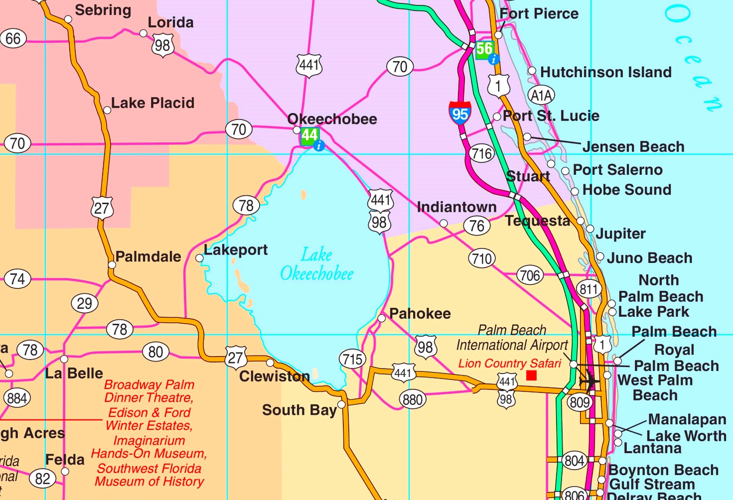 Lake Okeechobee Road Map