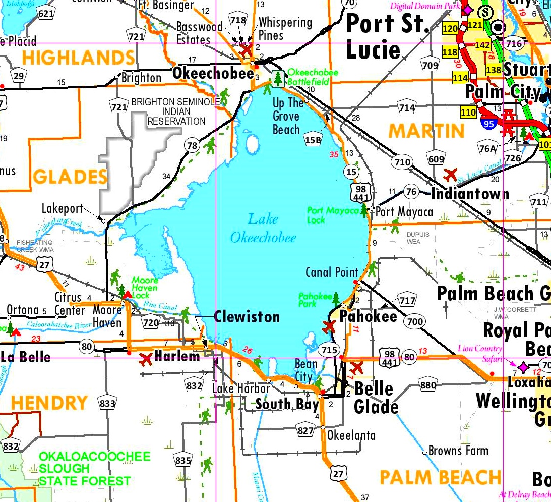Lake Okeechobee Tourist Map