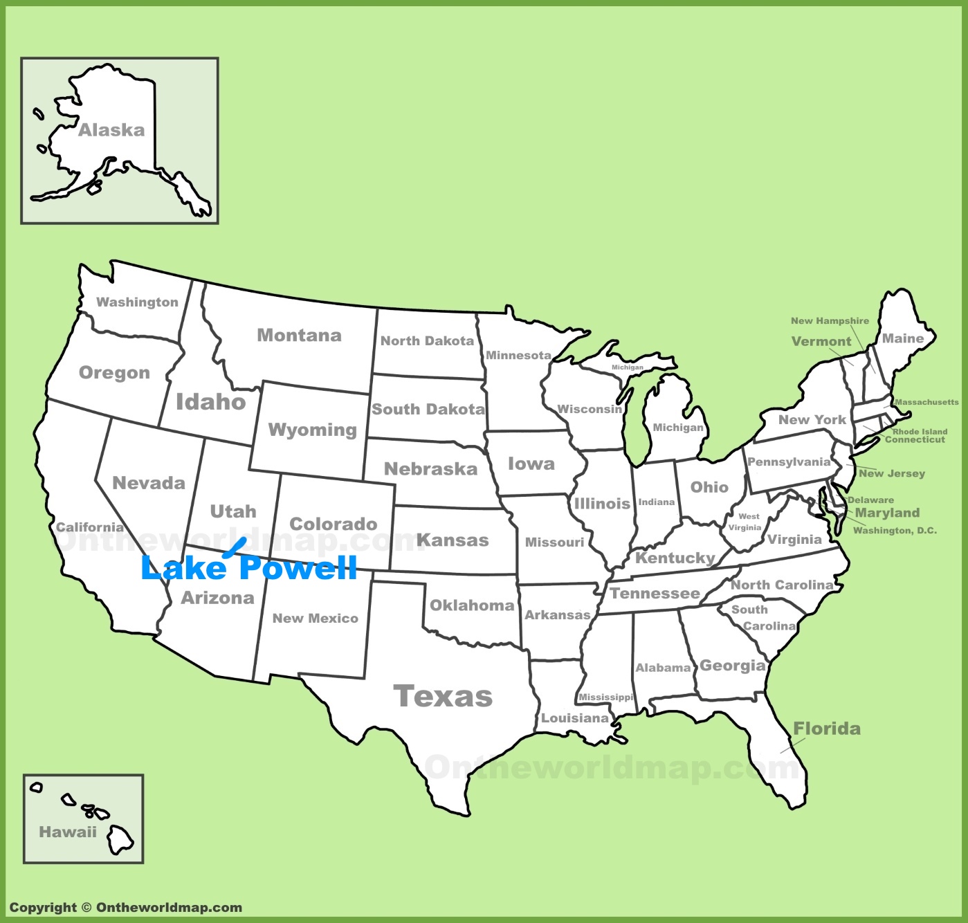 Lake Powell Location On The U S Map