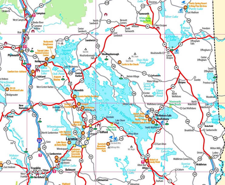 Lake Winnipesaukee tourist map