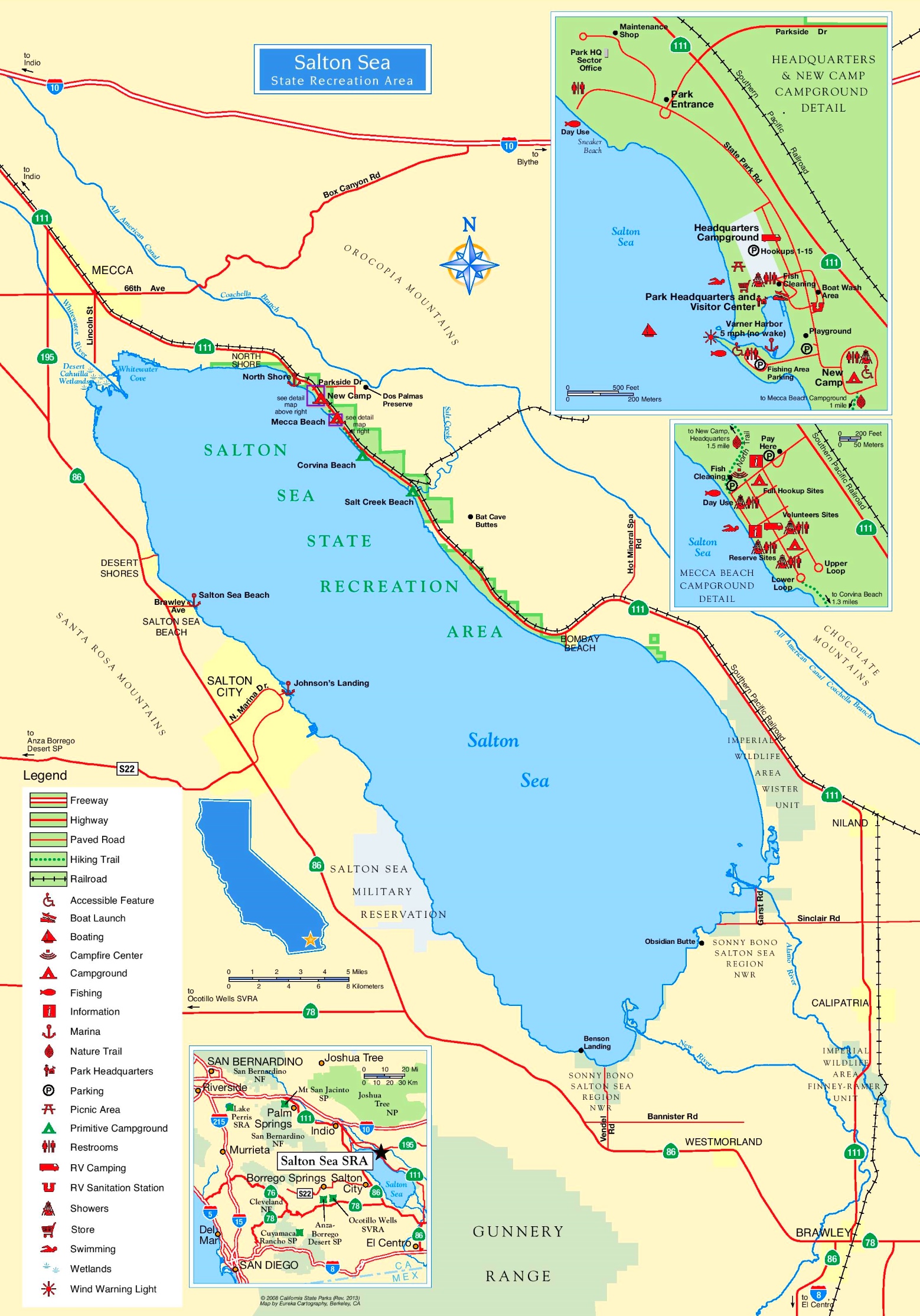Large Detailed Tourist Map Of Salton Sea