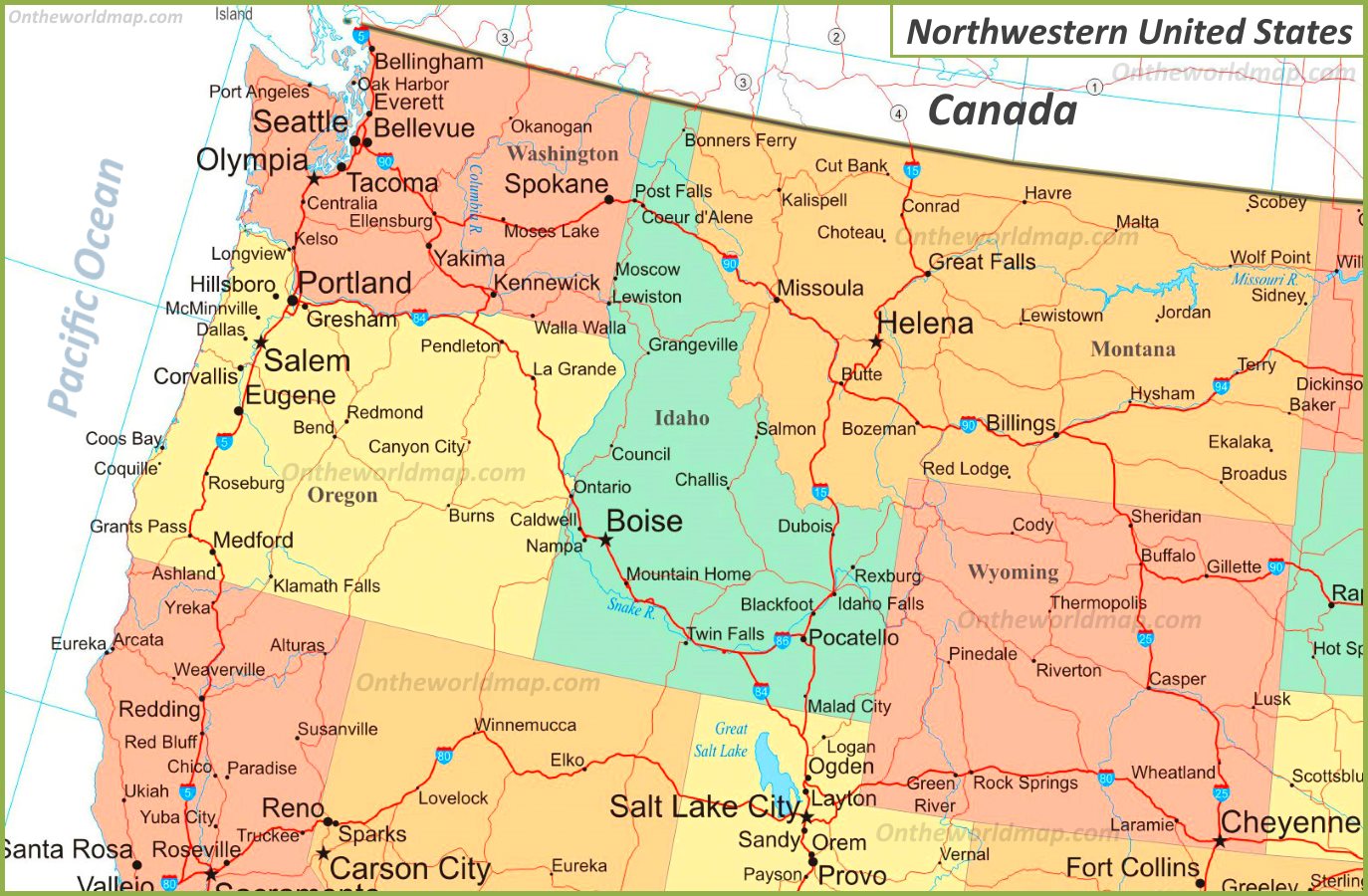 Map Of Northwestern United States
