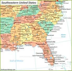 Map Of Southeastern U.S.