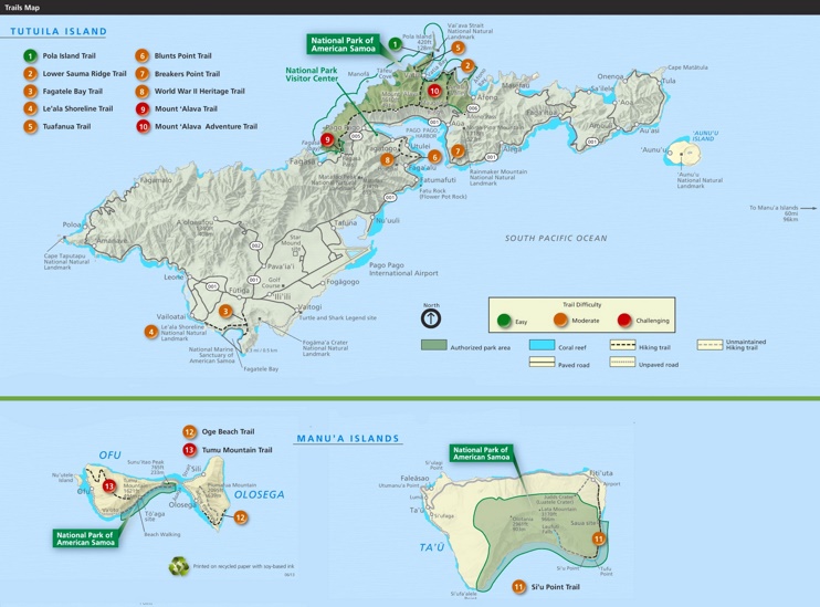 Map of National Park of American Samoa