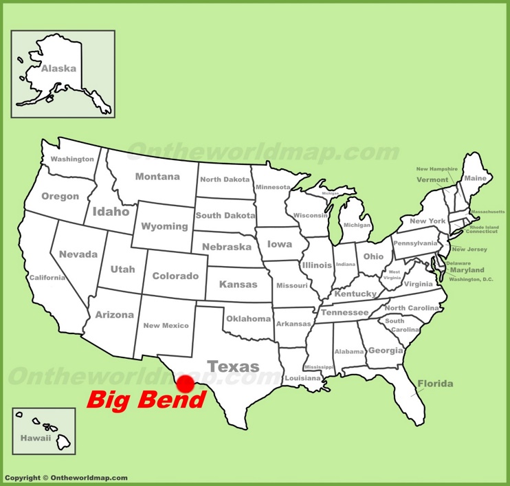 Big Bend National Park location on the U.S. Map