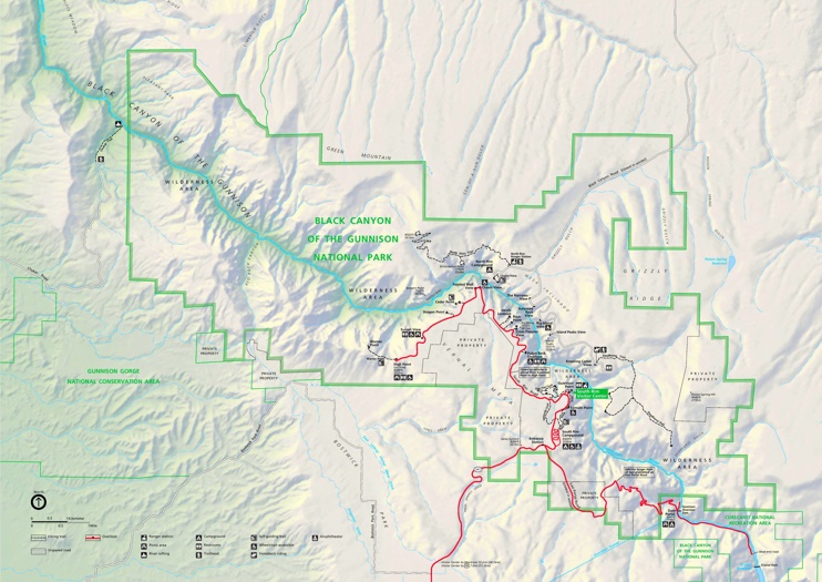 Map of Black Canyon of the Gunnison National Park