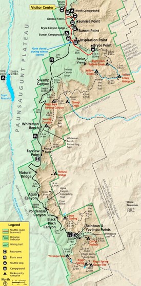 Bryce Canyon hiking map