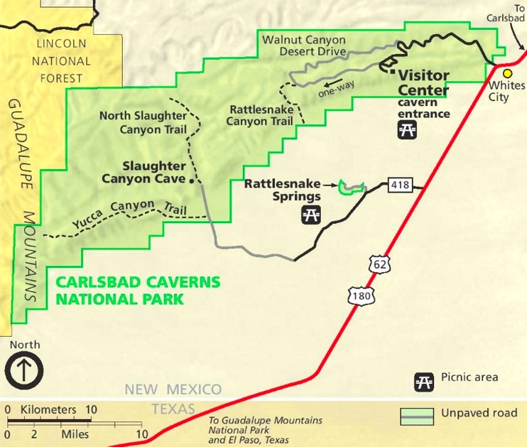 Map of Carlsbad Caverns National Park