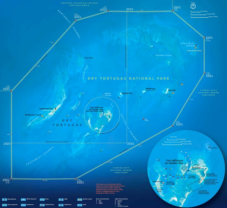 Detailed map of Dry Tortugas
