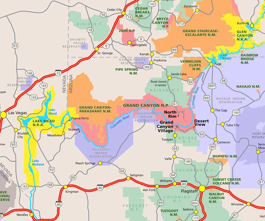 Grand Canyon Area Road Map